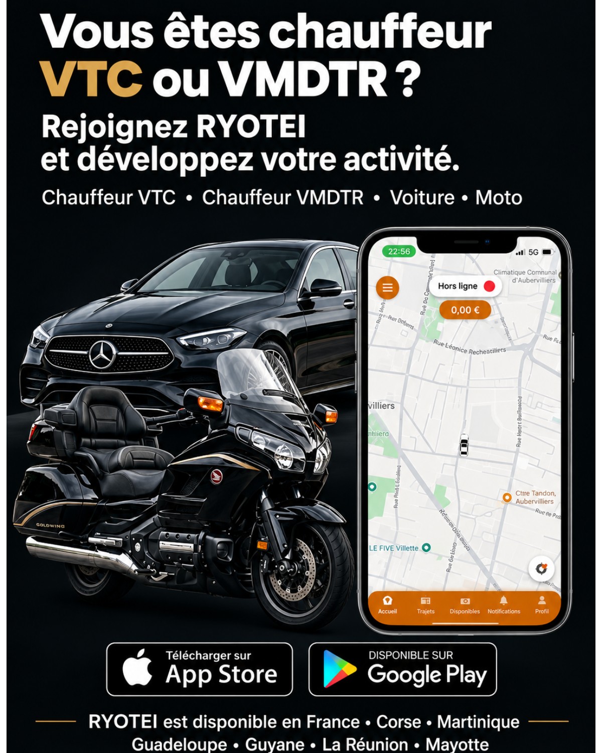 Vous êtes chauffeur VTC ou VMDTR ? Rejoignez Ryotei.