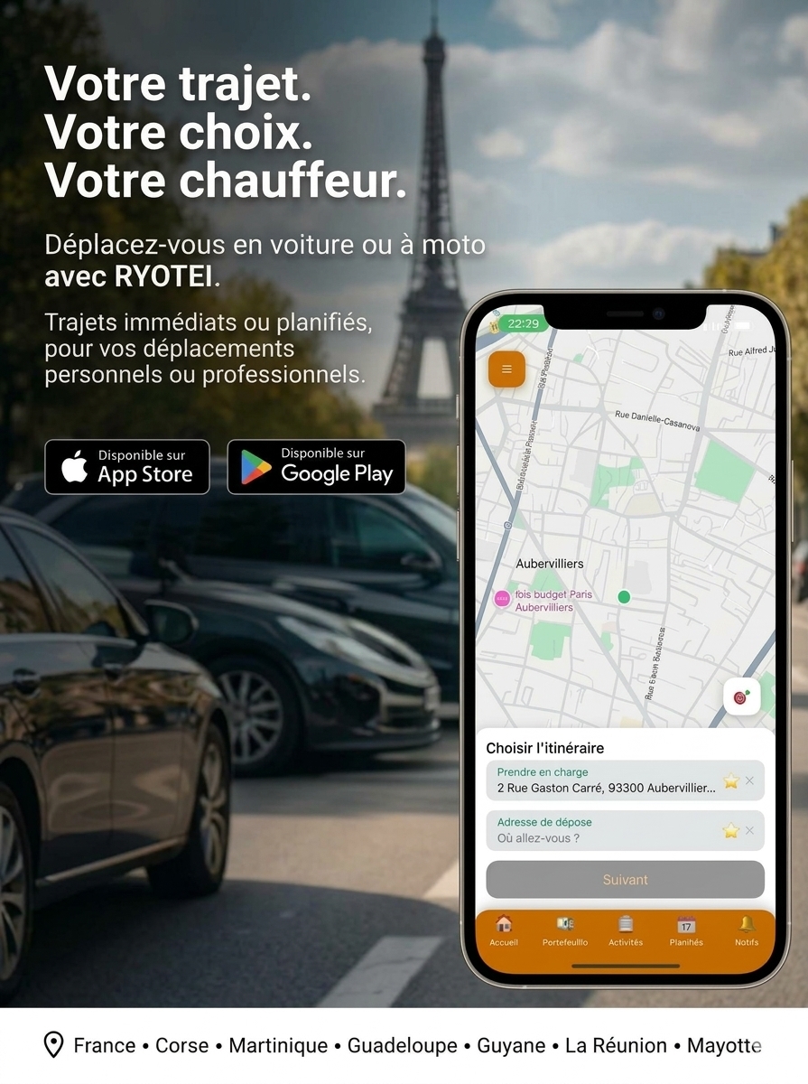 Votre trajet. Votre choix. Votre chauffeur. — application Ryotei